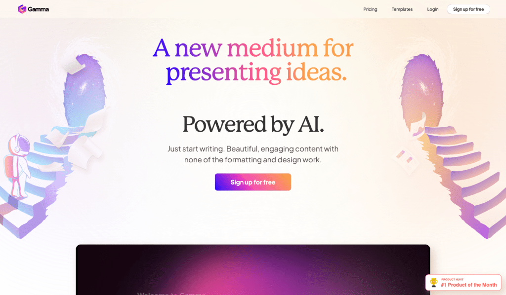 Gamma AI Create an infinite number of presentations in seconds! -Manjmy