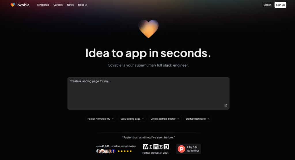 Loveable-dev – Landing page product CRO